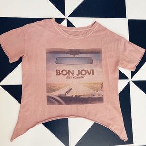 Bon Jovi Lost Highway shark bite hem women’s tee size L